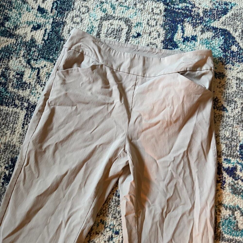 Jenna Rose Cream Capri Pants Button Detail‎ Y2K Stretch Office Siren Tan Large - Picture 3 of 7